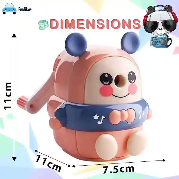 FunBlast Teddy Pencil Sharpener Machine For Kids - Pink