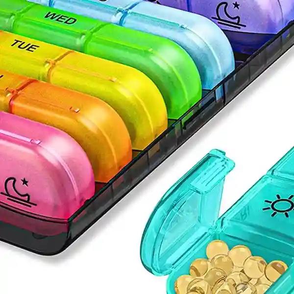 Kunya Portable Medicine Organizer Box Tablets Container Case Travel Pill Box For 07 days 3 Time Weekly Pill, Tablet Organizer Box
