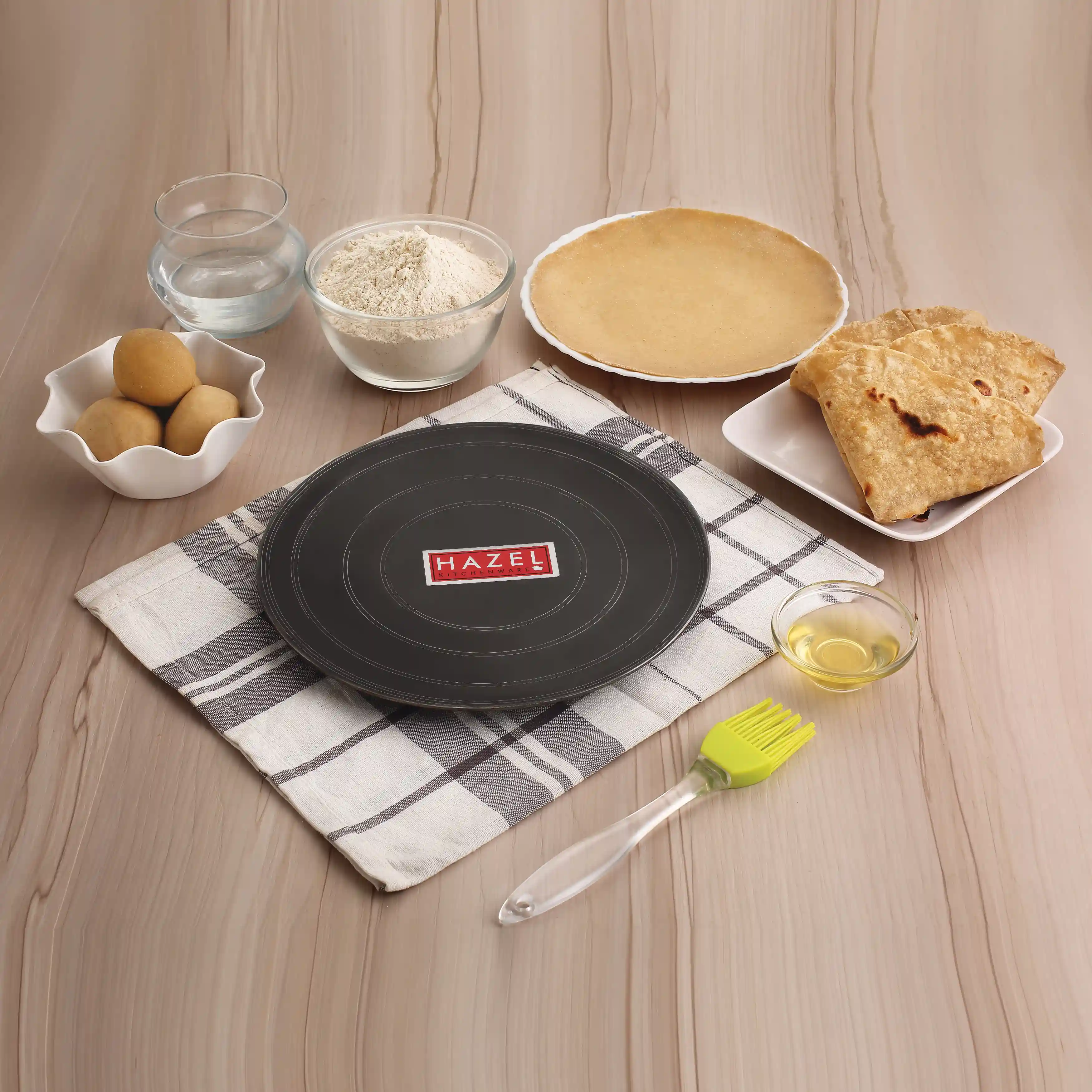 HAZEL Iron Tawa Without Handle Traditional Loha/Lokhand Tawa for Dosa Roti Chapati Amboli Flat Pan, 24 cm