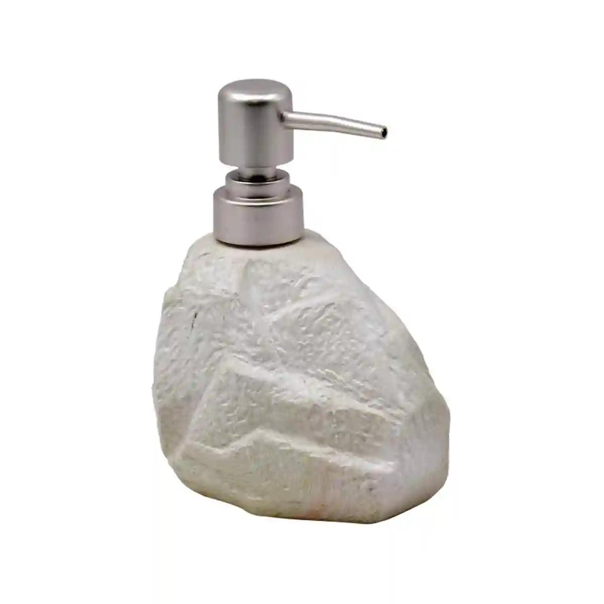 Kookee Ceramic Soap Dispenser for Bathroom handwash, refillable pump bottle for Kitchen hand wash basin, Set of 1 - Off White (7948)