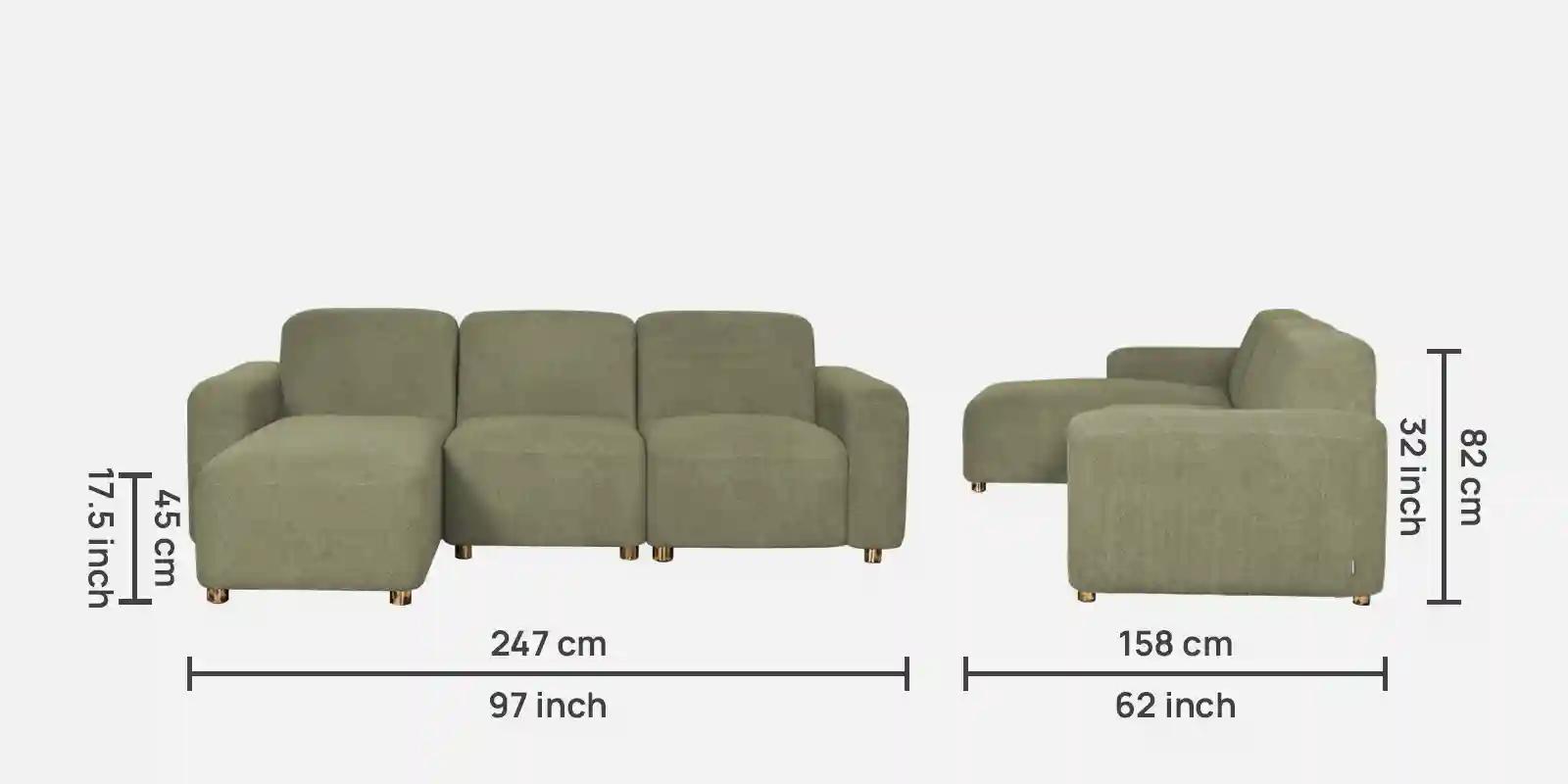 Pine Wood Polyester Fabric Sofa Grey -2 Seater RHS