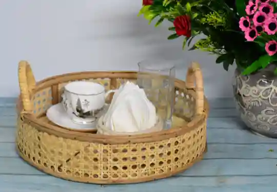Cane Wood Round Basket