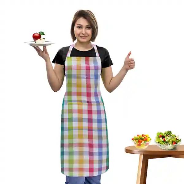 Oasis Multicolor Checked Cotton Kitchen Apron |Free Size | Comfortable To Wear With Center Pocket |Pack Of 1