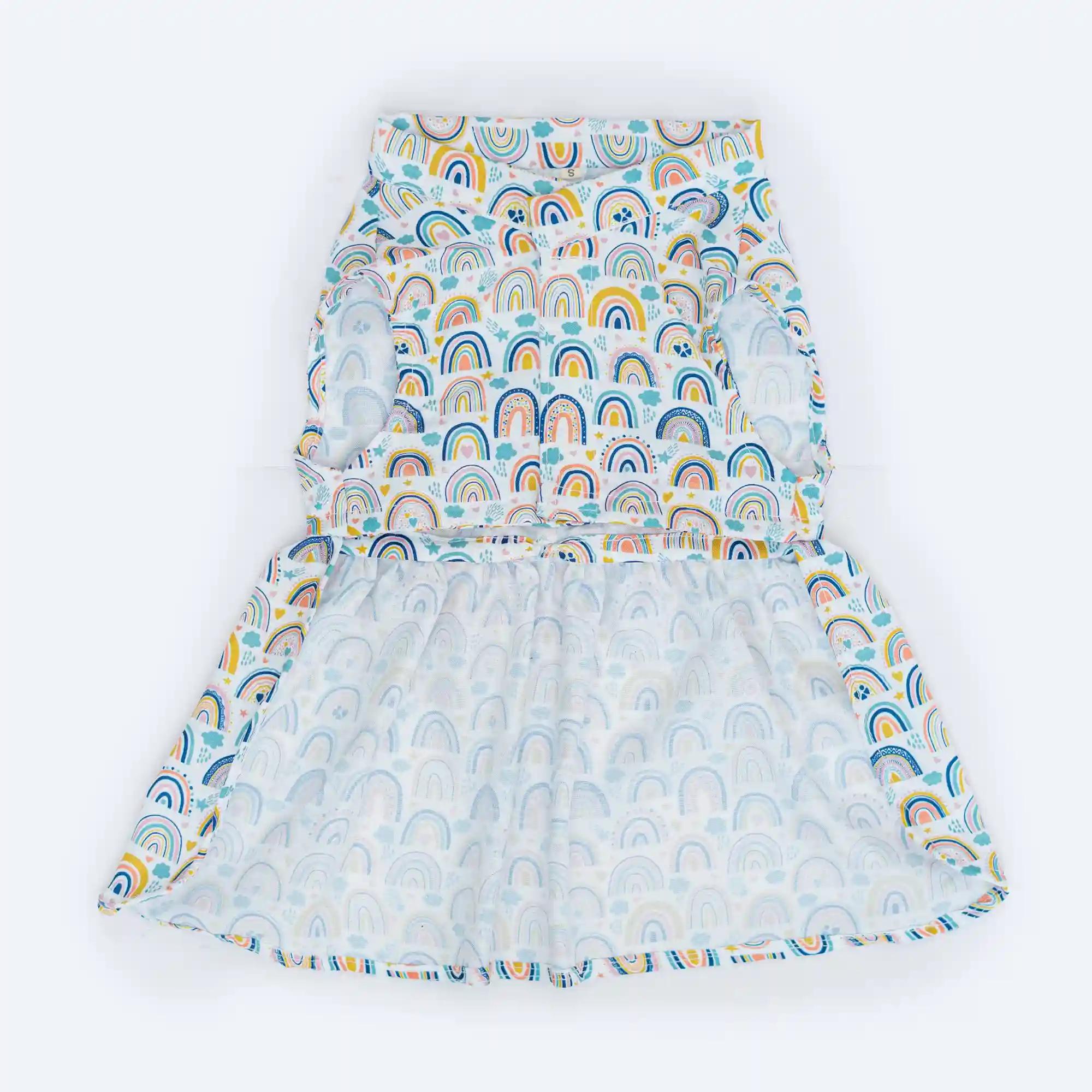 Rainbow Casual Dress : White (XL)