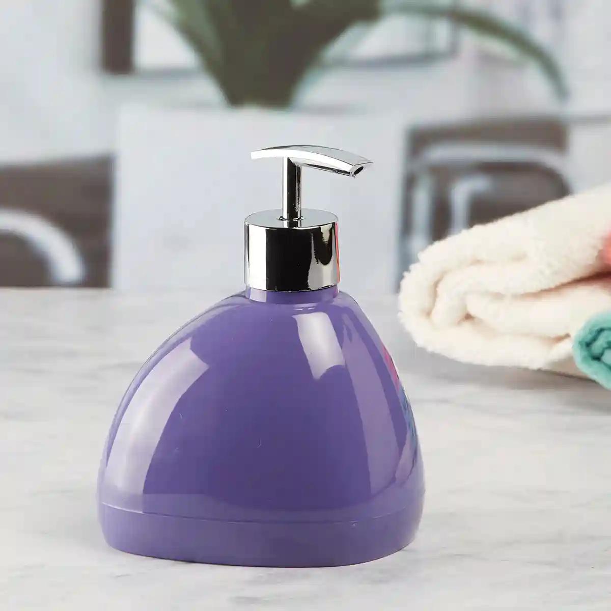 Kookee Acrylic Liquid Handwash Soap Dispenser pump for Bathroom, Hand wash refillable bottle for Kitchen wash basin, Set of 1 - Purple (8649)