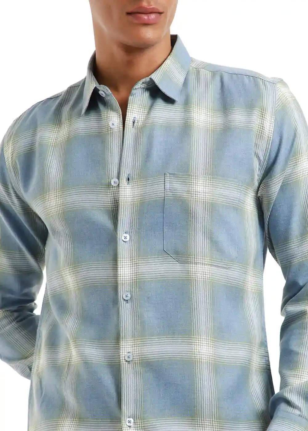 Banana Club Melange Blue Bonnet Check Shirt- (Small)