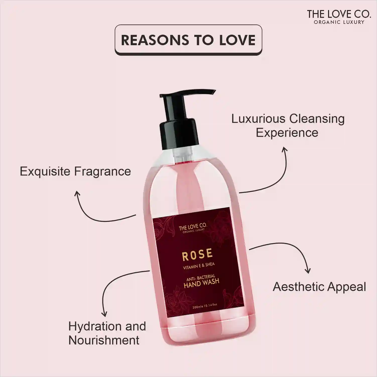 THE LOVE CO. Rose Hand Wash For Moisturized Hand - 300ml