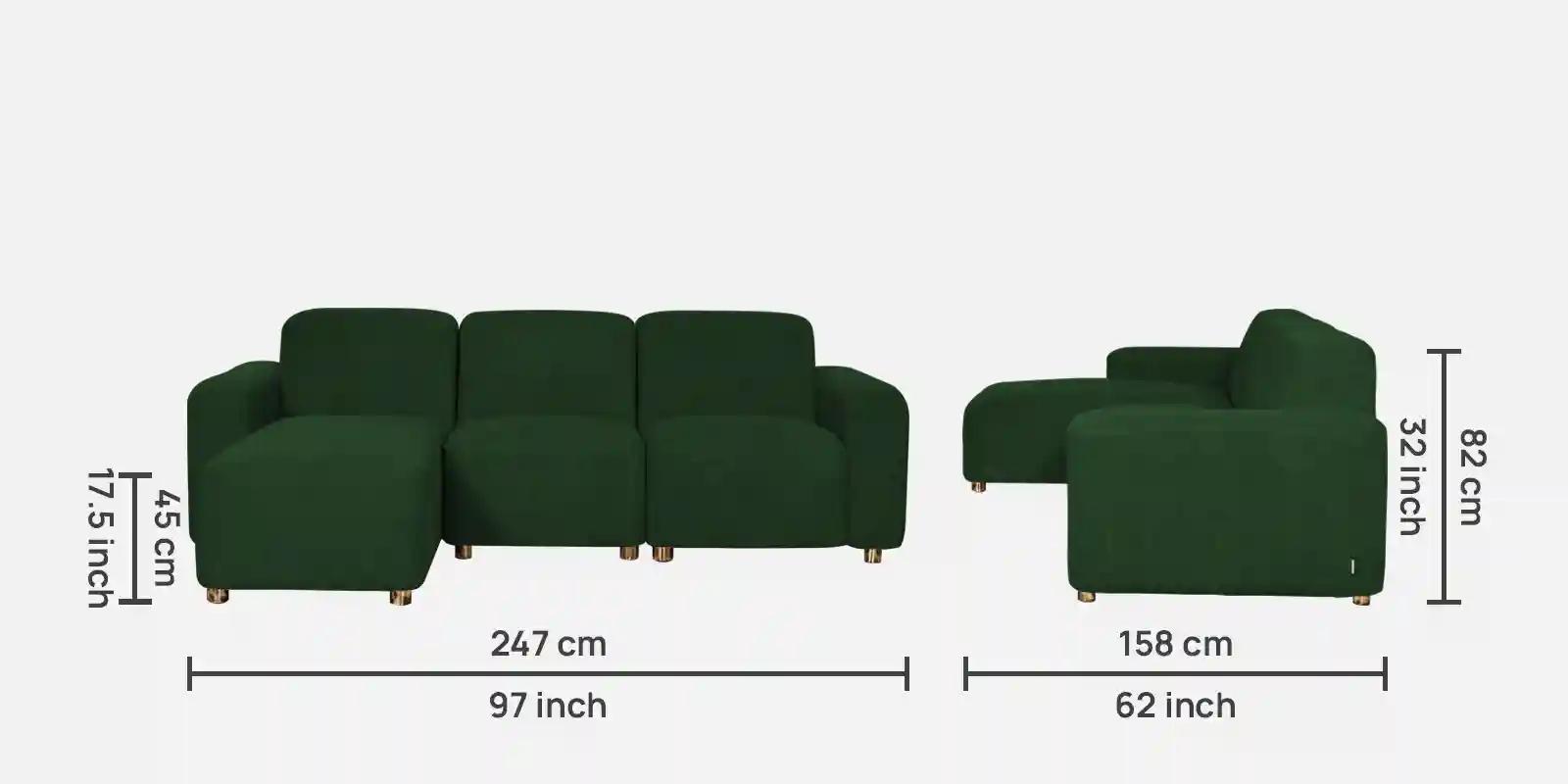 Pine Wood Polyester Fabric Green 2 - Seater Sofa RHS