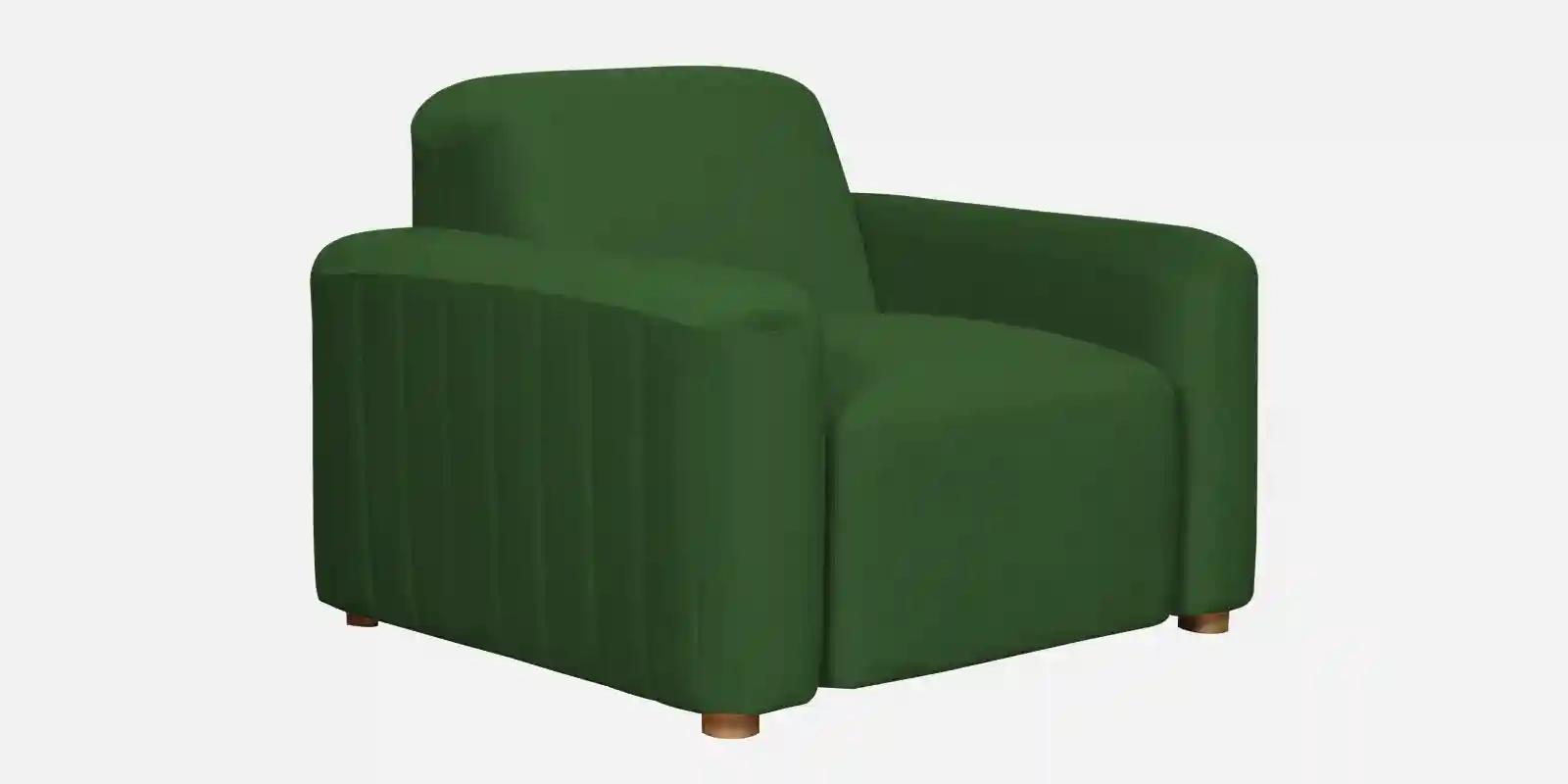 Pine Wood Polyester Fabric Green 1 - Seater Sofa