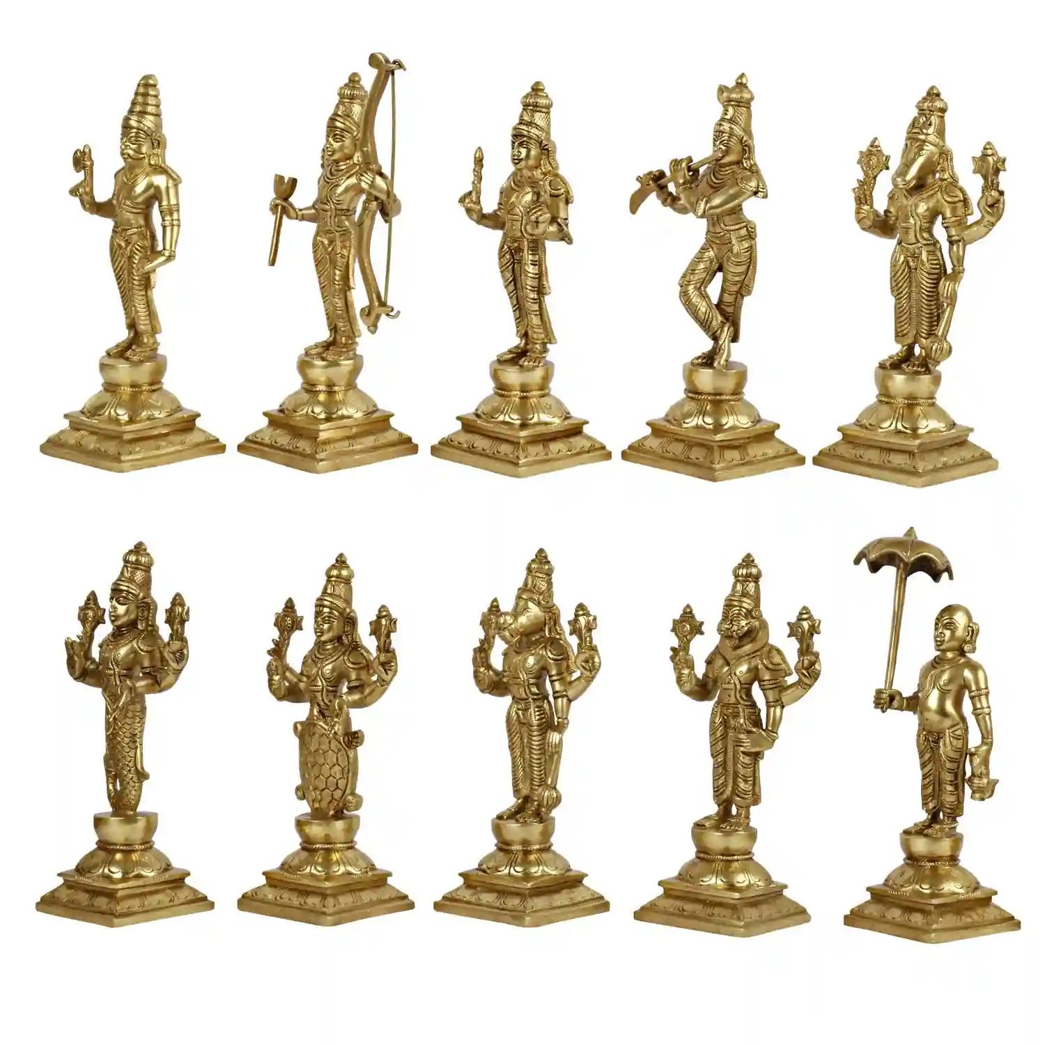 ARTVARKO Brass Dashavatara Dasavatharam Of Lord Vishnu Statues Ten ...