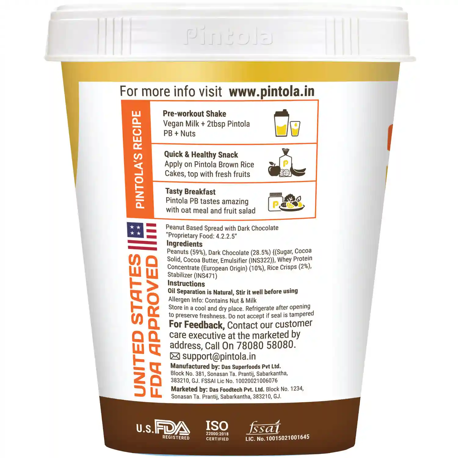 Pintola HIGH Protein DARK Chocolate Peanut Butter (Crispy, 510g)