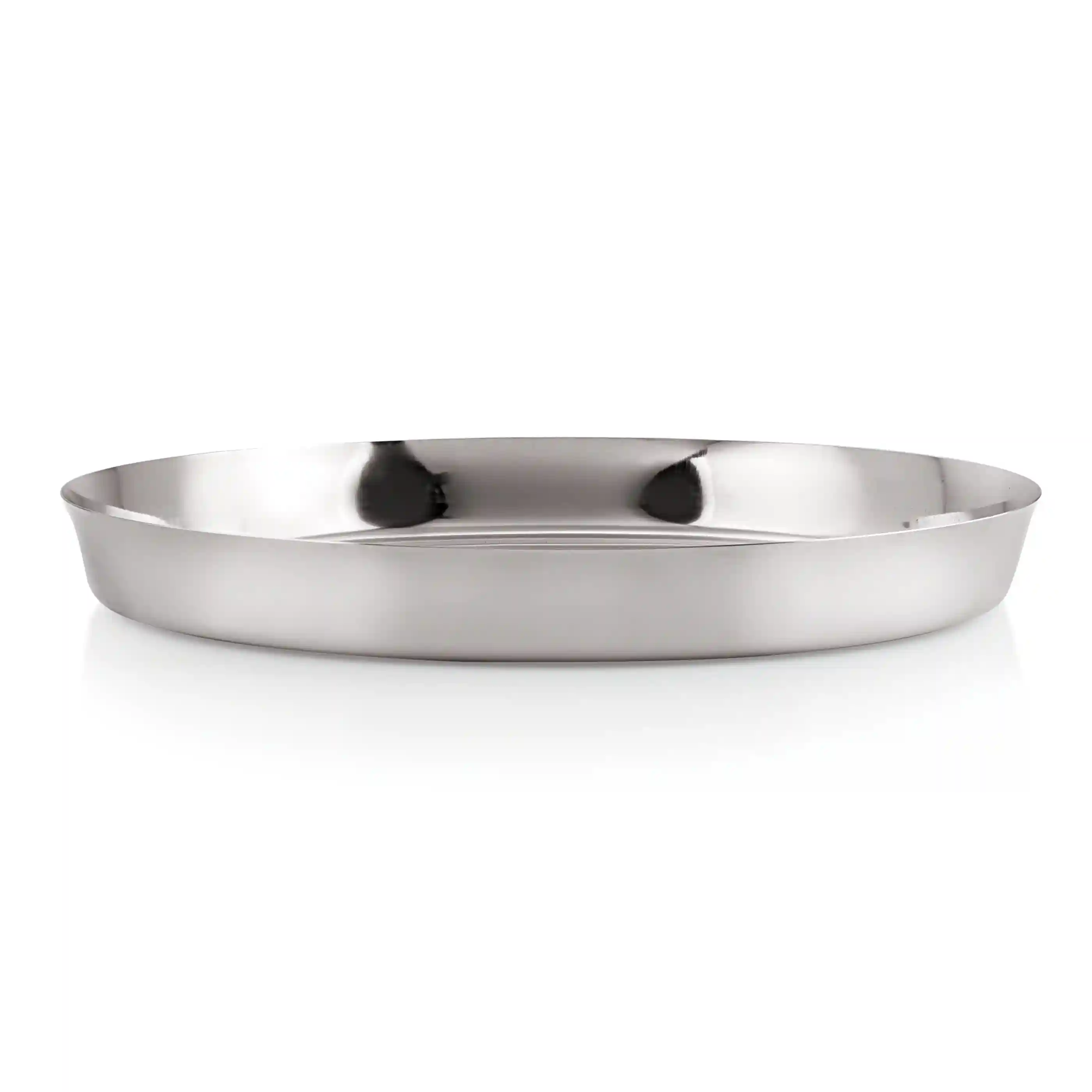 HAZEL Stainless Steel Plates Set | Premium Mirror Finish Thali Set Stainless Steel | Heavy Gauge Steel Plates Set for Dinner & Lunch Set of 3, 28 cm