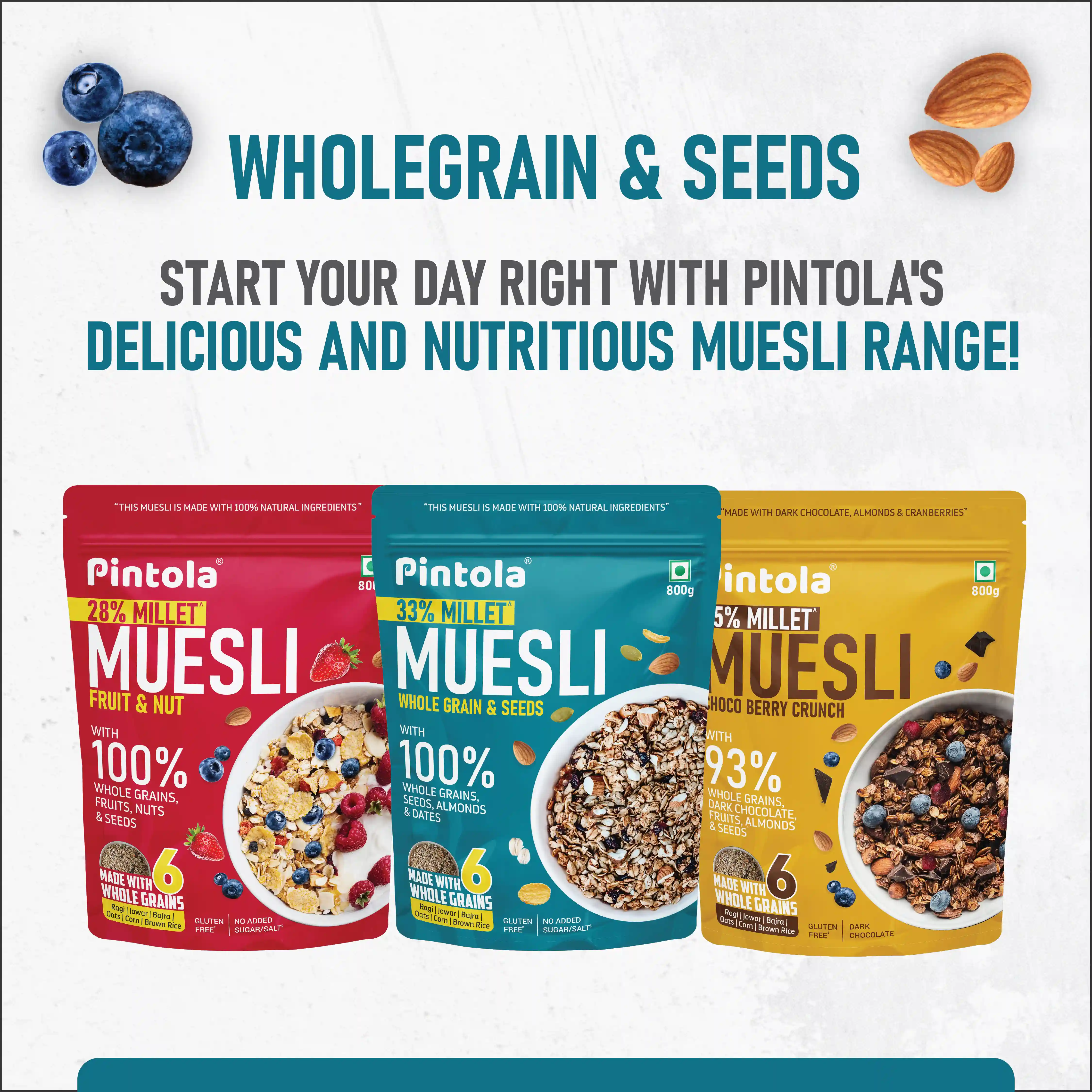 Pintola Whole Grain & Seeds Muesli with 33% Millet (350g)