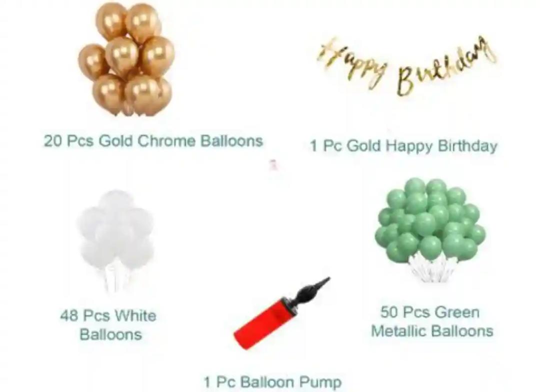 TrendzyKart Birthday Decoration Combo Of Gold Birthday Banner, Metallic Balloons, Balloon Pump (Multicolor)