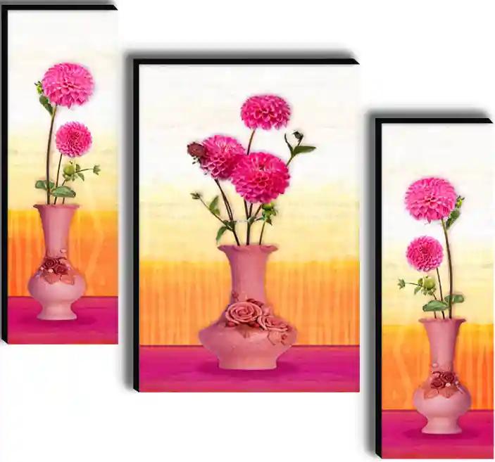 Framed Flower Vase Wall Painting for Home Decor - Pattern 182