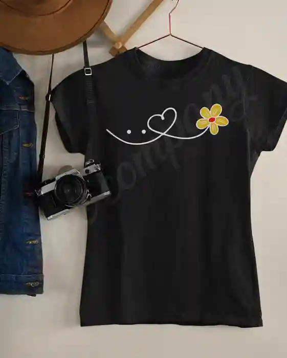 Radiant Love Abstract Women's Graphic Tee | 100% Premium Bio Wash Cotton T-Shirts - S  (Black)