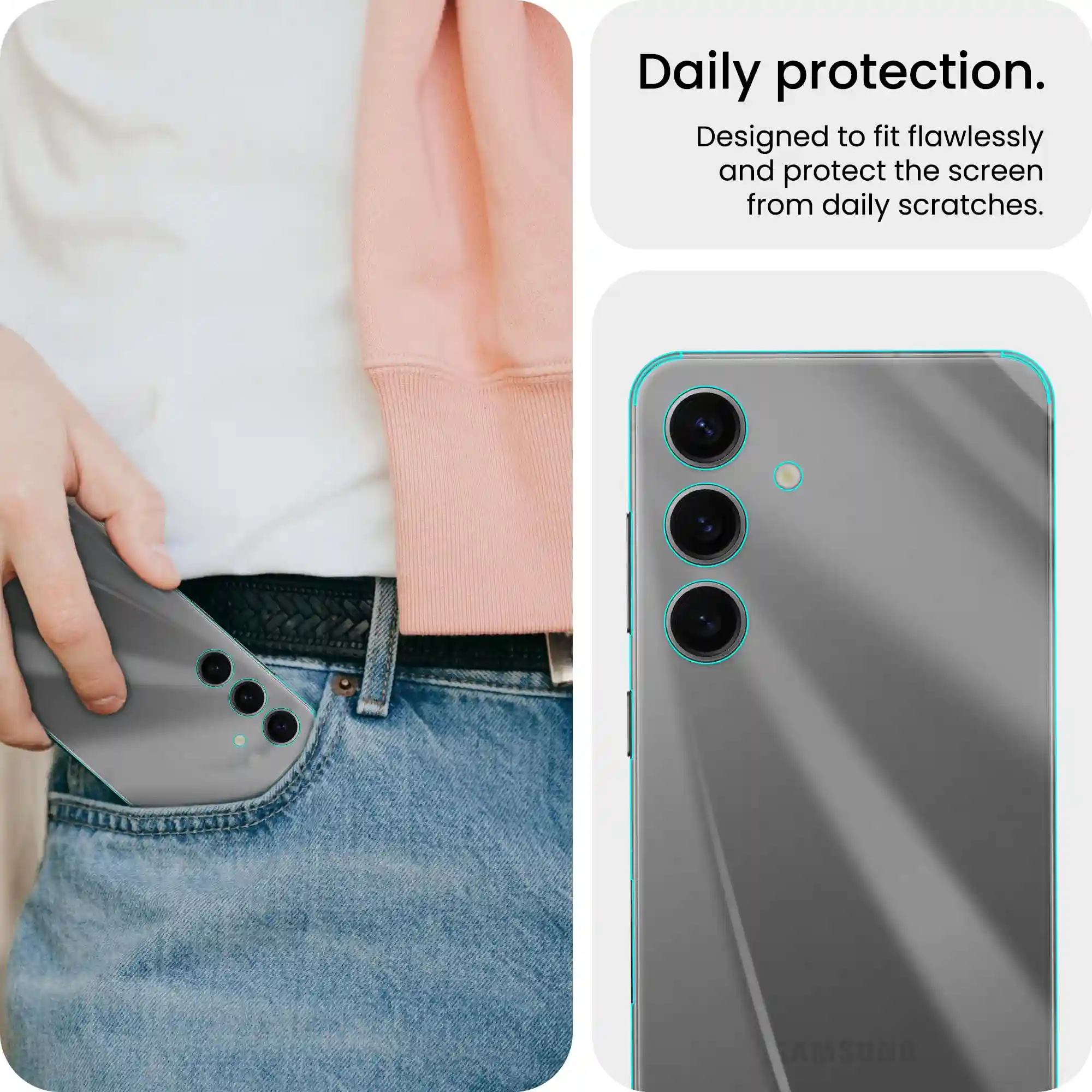 FIRST MART Screen Protector for Samsung Galaxy S24 5G - Back Nano Fiber Unbreakable Membrane Case Friendly Full Edge to Edge Screen Coverage & Installation Kit (Crystal Clear)