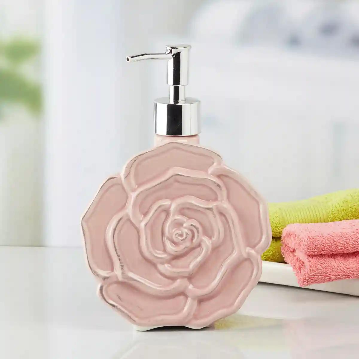 Kookee Ceramic Soap Dispenser for Bathroom handwash, refillable pump bottle for Kitchen hand wash basin, Set of 4 - Multicolor (10131)