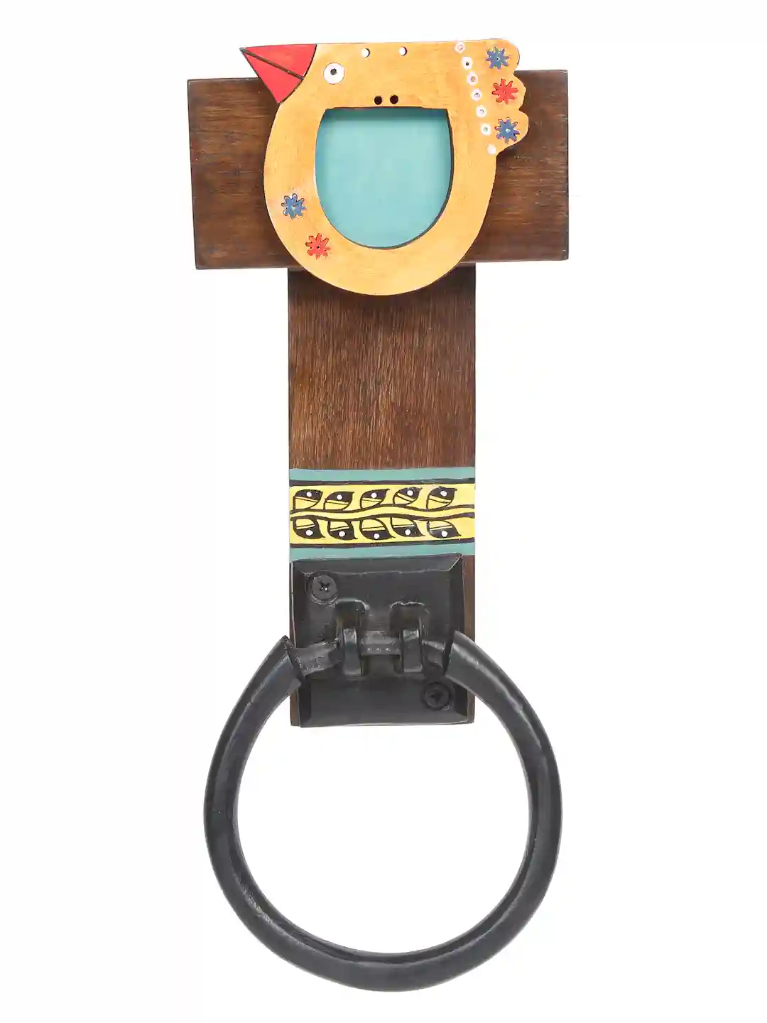 Shilpkara Tribal Bird Handcrafted Towel Ring Holder in Mango Wood