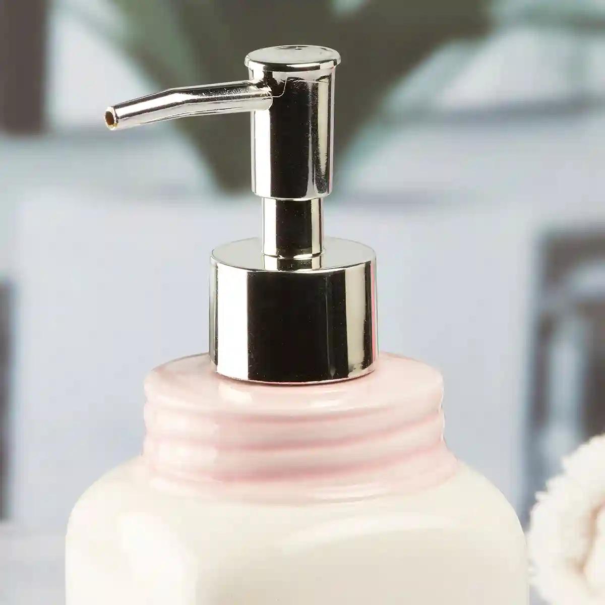 Kookee Ceramic Soap Dispenser for Bathroom handwash, refillable pump bottle for Kitchen hand wash basin, Set of 2 - Off-White (9652)