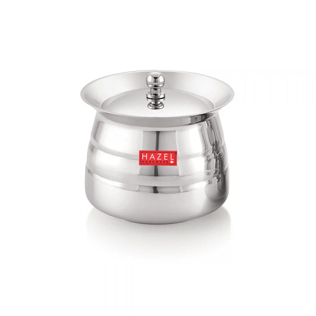 HAZEL Serving Handi with Lid | Dal Handi for Serving | Serving Handi Big with Lid | Dal Handi for Serving, 850 ml, Silver