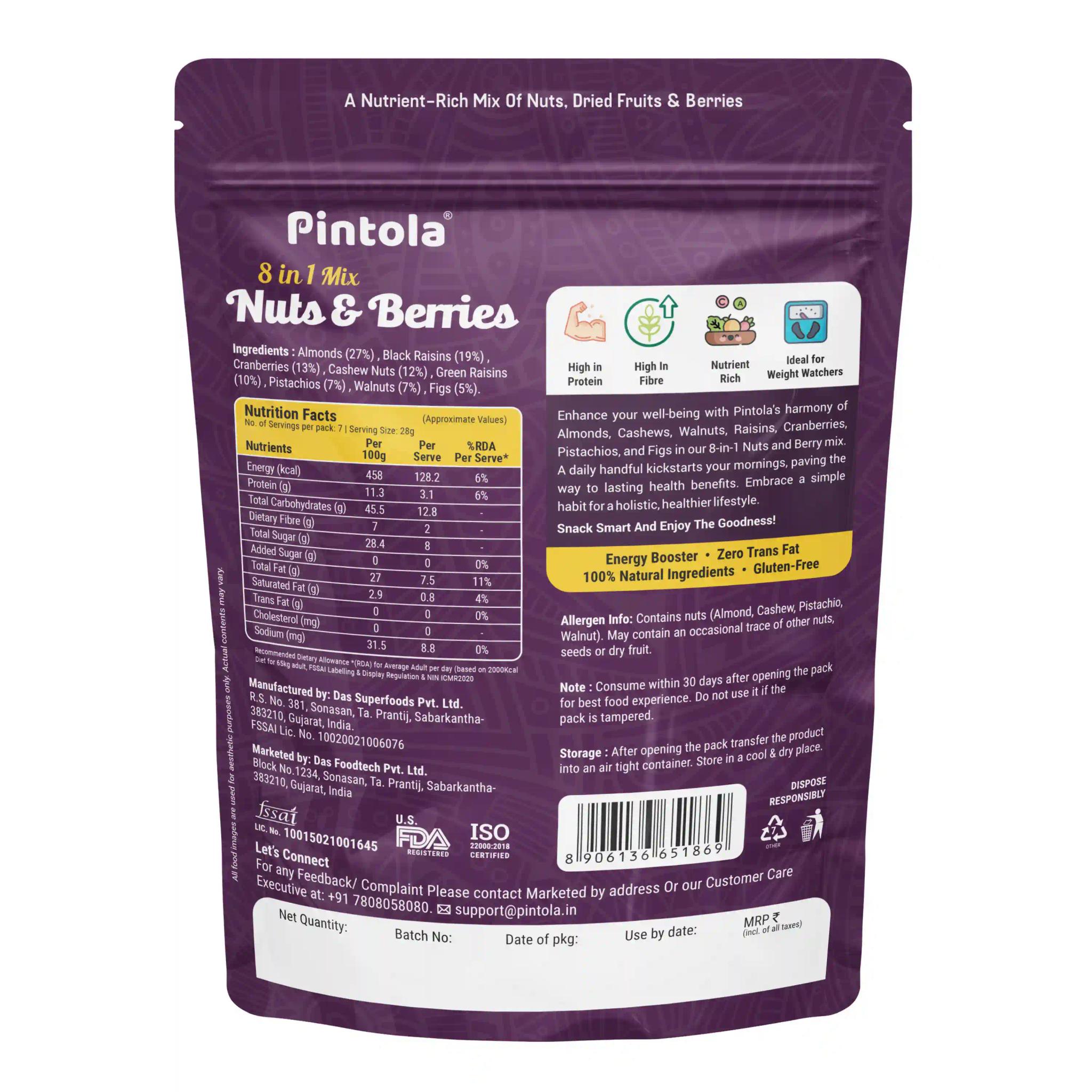 Pintola Premium 8 in 1 Mix Nuts & Berries 200g