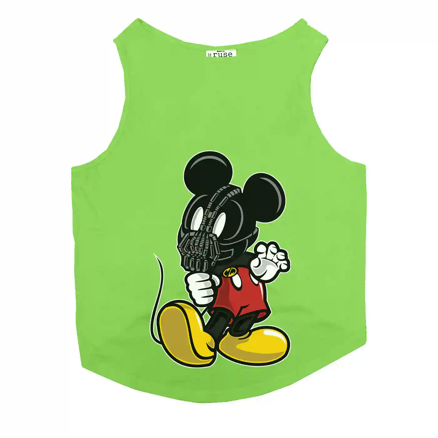Ruse Mickey Bane Printed Dog Round Neck Vest Tank Tees For Dogs - Lime Green
