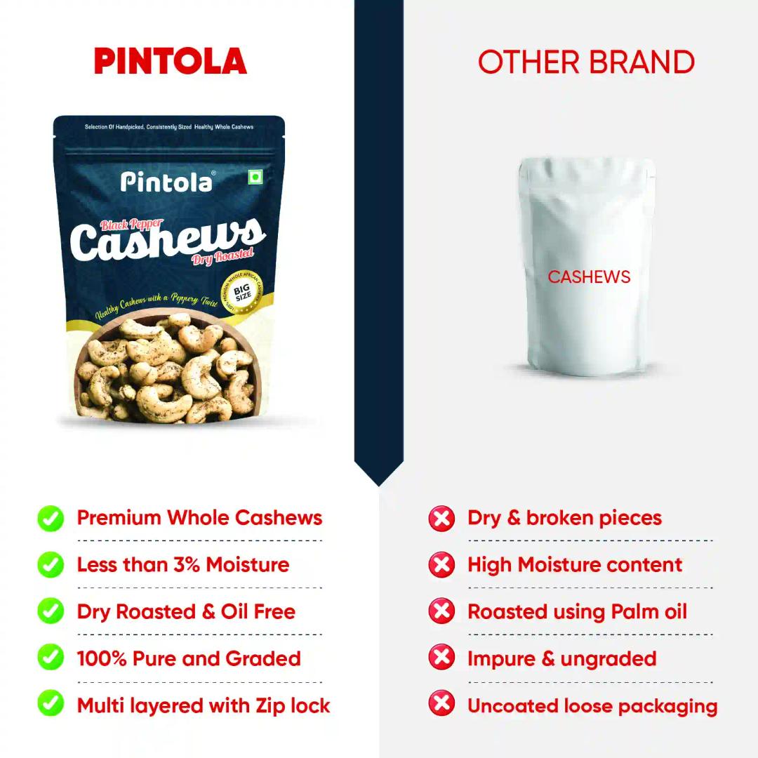 Pintola Black Pepper Cashews Dry Roasted 100g