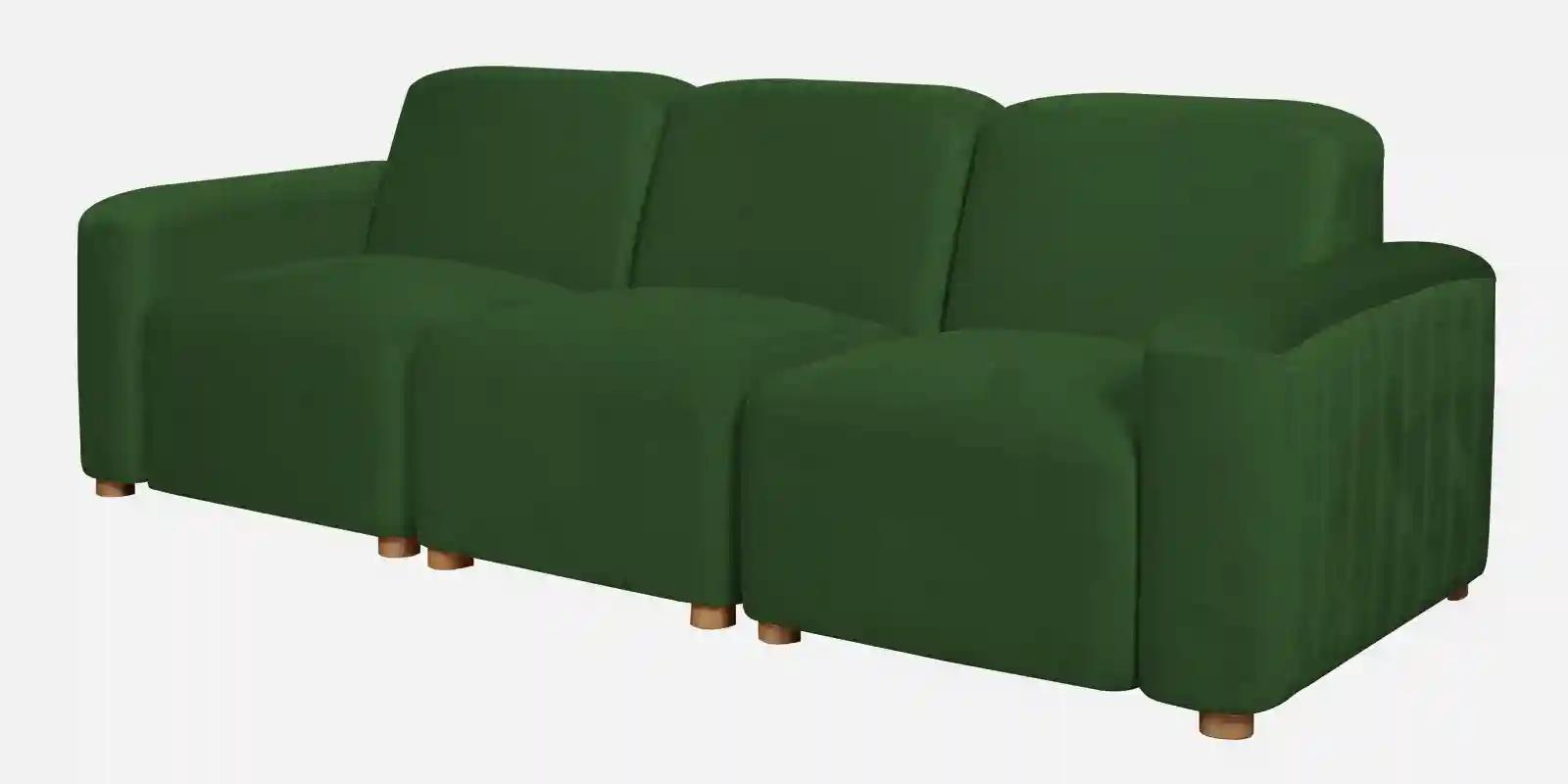 Pine Wood Polyester Fabric Green 3- Seater Sofa
