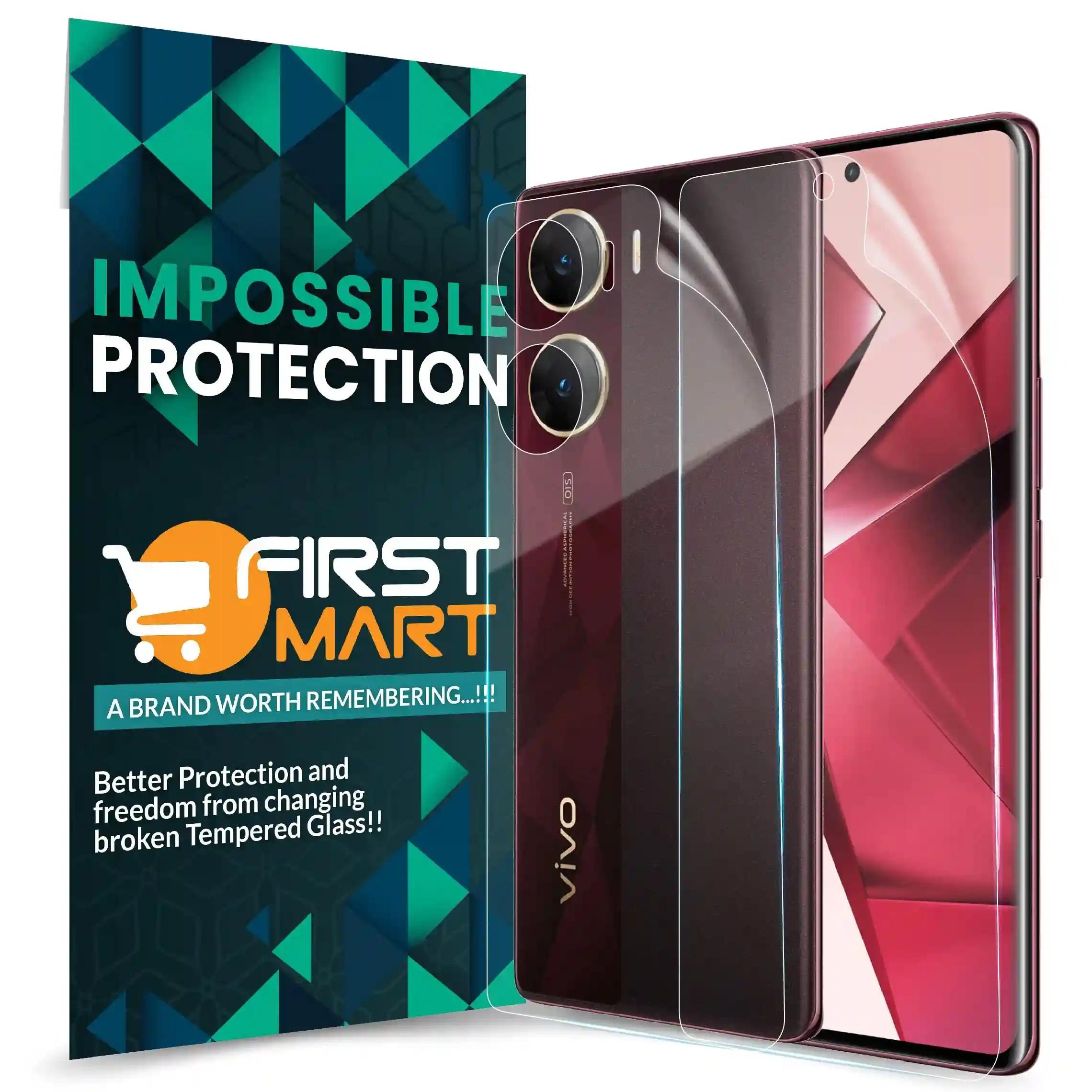 FIRST MART Screen Protector for Vivo V29e 5G | Crystal Clear Front and Back 4 Layer Nano Fiber Unbreakable Membrane Protection, Case Friendly Full Edge to Edge Screen Coverage & Installation Kit