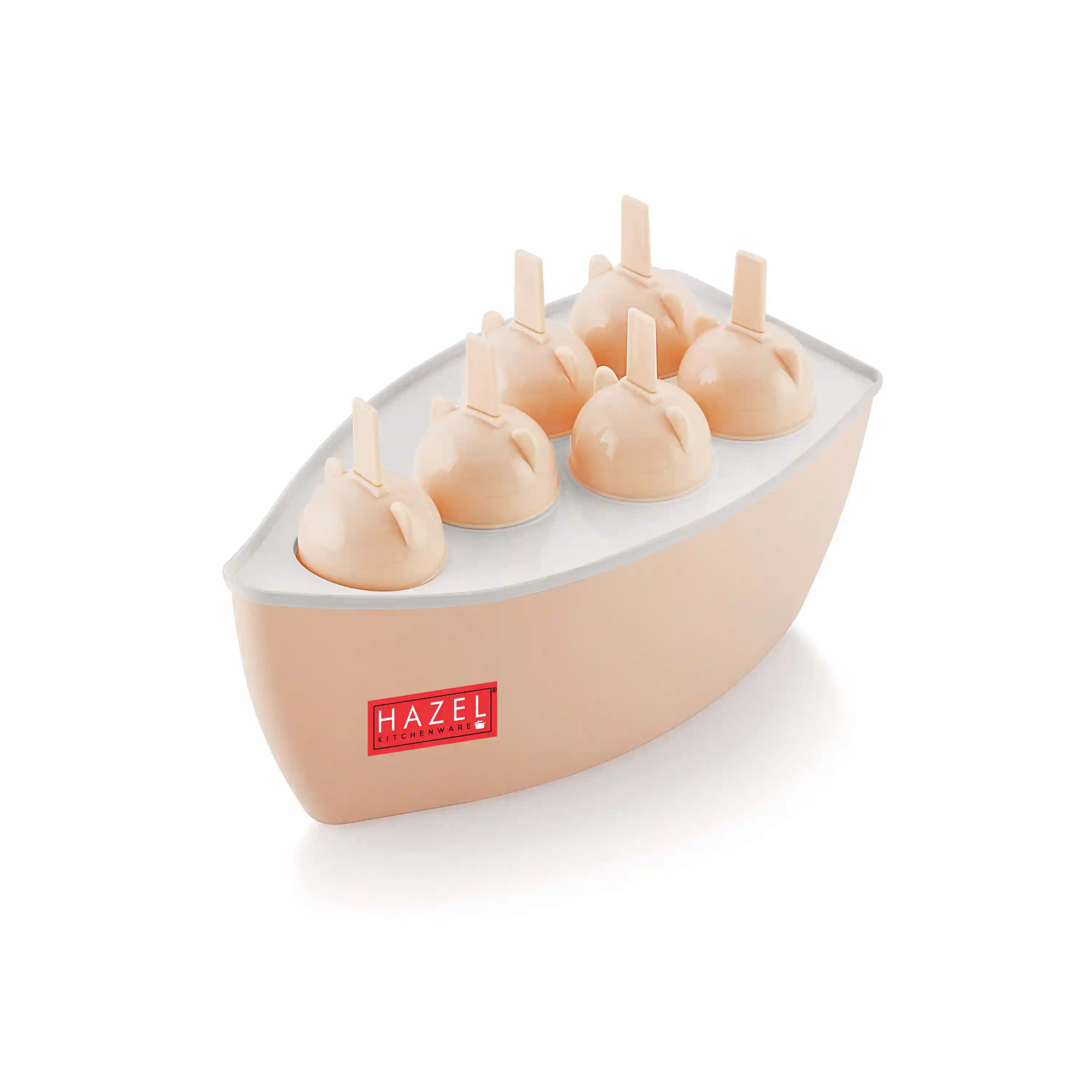 Hazel Reusable Plastic Homemade Kulfi Molds | Stackable Kulfi Maker, Popsicle Maker and Ice Cream Maker | Freezer Molds for Kulfi Set of 6, Peach