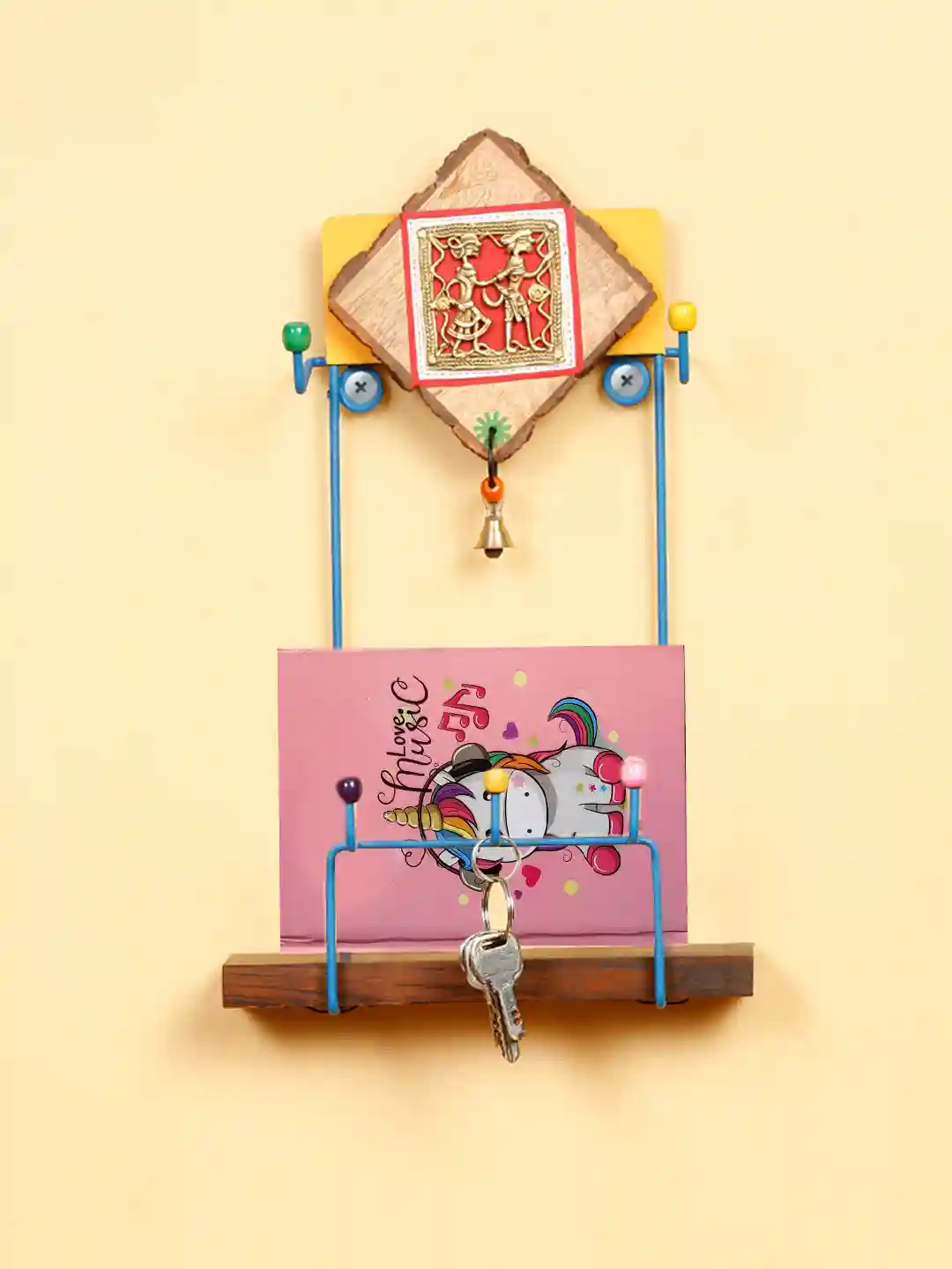 Shilpkara Dhokra Motifs Finish Wall Magazine Metal Holder Rack