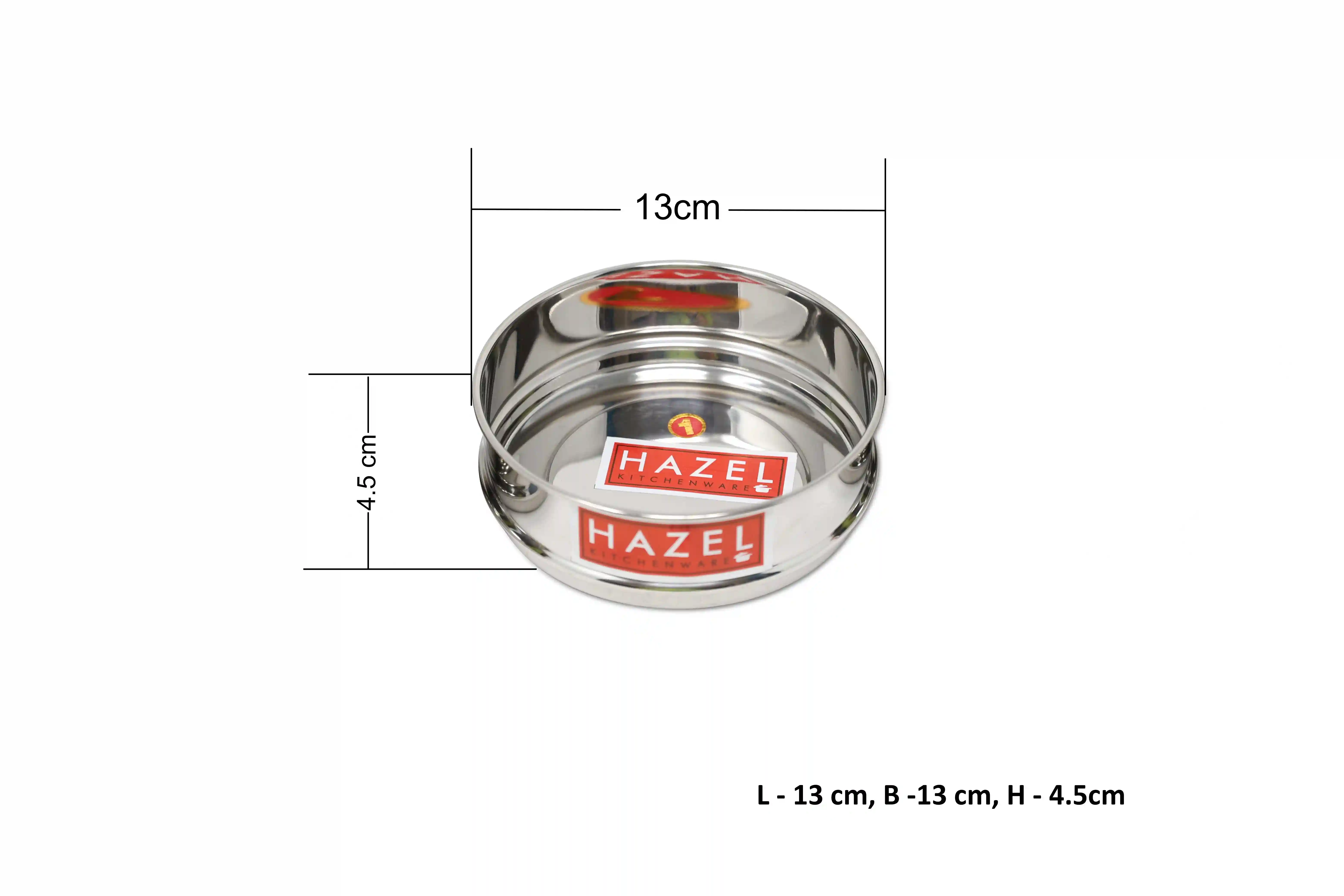 HAZEL Cooker Separator Small Size | Mini Vessel For Cooker Set Of 3, 500 Ml Each With Glossy Finish | Utensil Set Stainless Steel Cooker Dabba | Stackable Cooker Container, Silver, 3 Liter