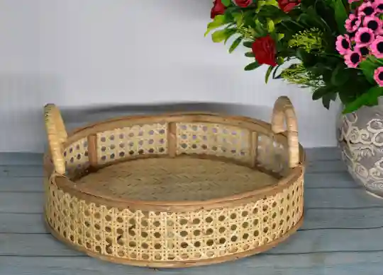 Cane Wood Round Basket