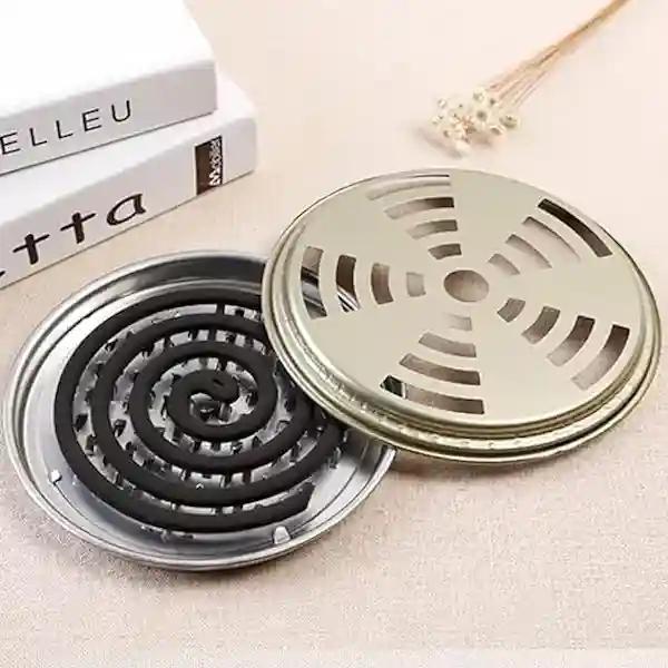 Kunya Mosquitoes Coils Holder with Mesh Cover Repellant Rack Fireproof Incense Burner Mosquitoes Coils Box Home Decor