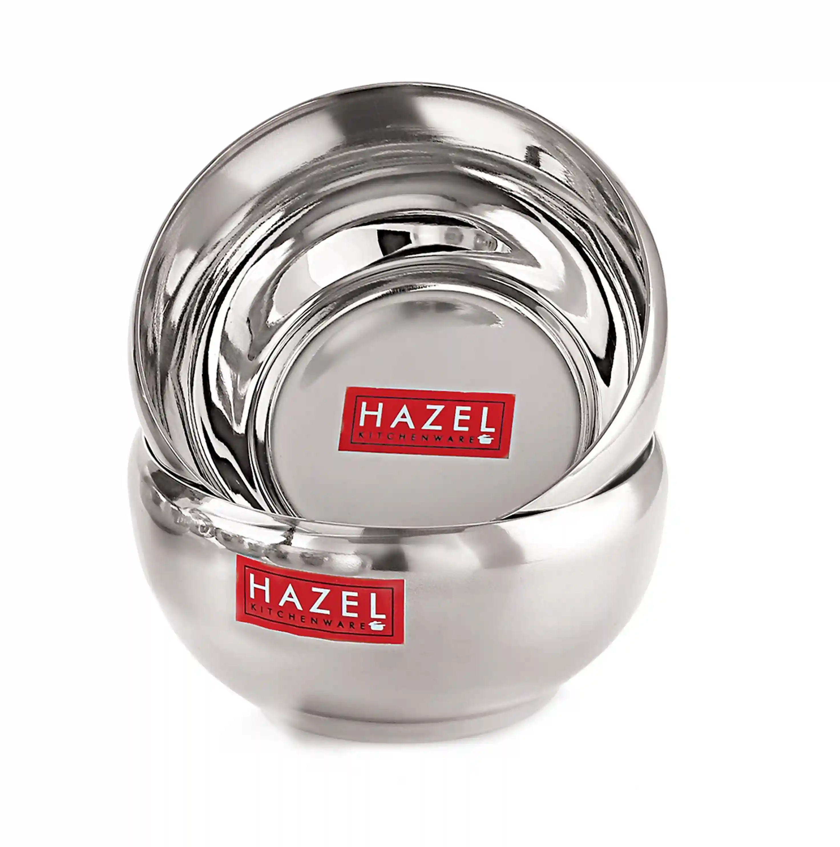 HAZEL Serving Bowl Set of 4 | Stainless Steel Bowl for Dessert, Cereal, Smoothie | Steel Katori Set of 4 | 150 ml Each, Silver