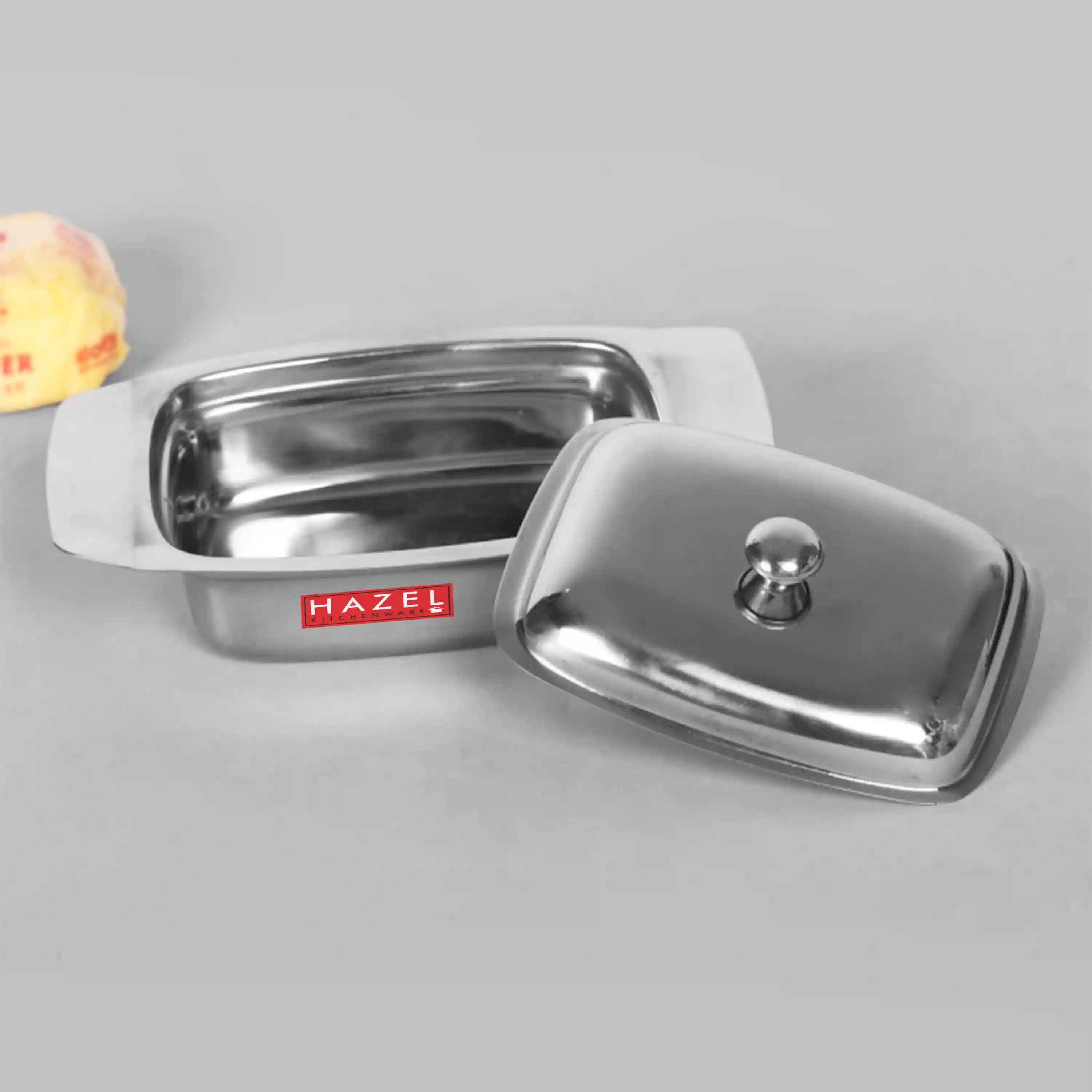 HAZEL Stainless Steel Butter Box with Lid | Butter Dish with Cover | Butter Storage Box for Storing Butter