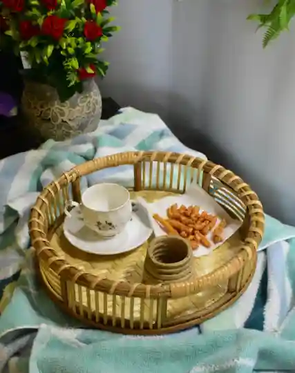 Cane Wood Round Basket