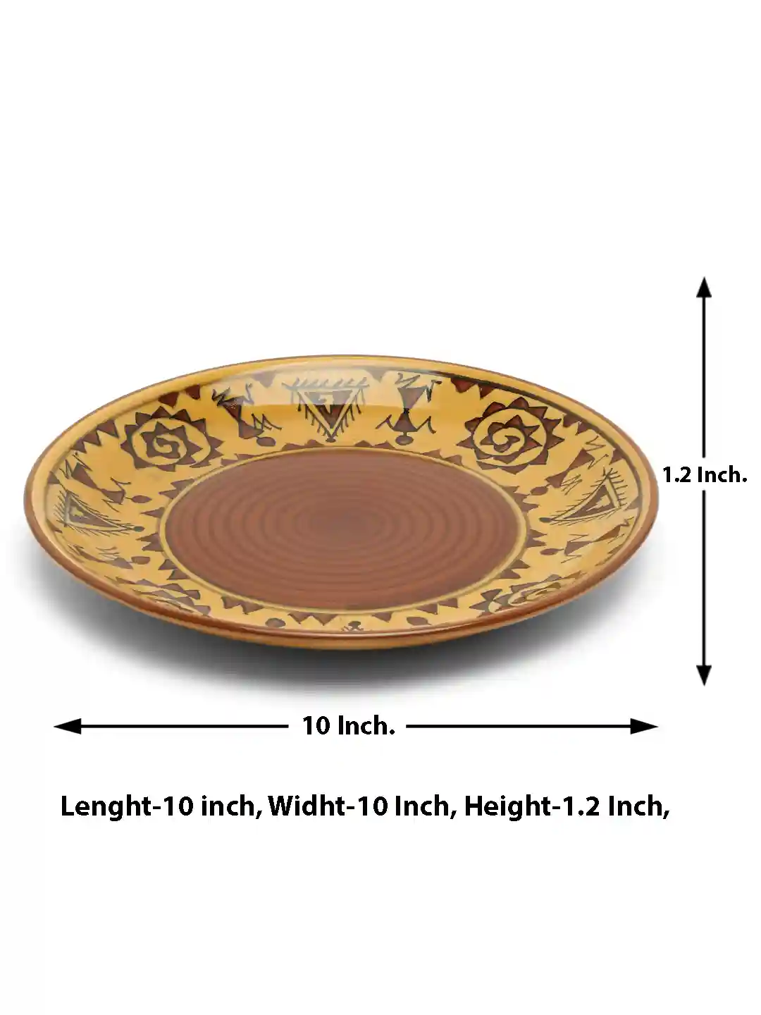 Shilpkara "The Madhubani Tales" Hand Painted Ceramic Dinner & Serving Plates 10 Inches - Set of 4