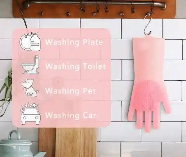 Magic Silicone Dishwashing Hand Gloves for Cleaning, Kitchen, Car, Bathroom and Pet Grooming (Color as per availability)