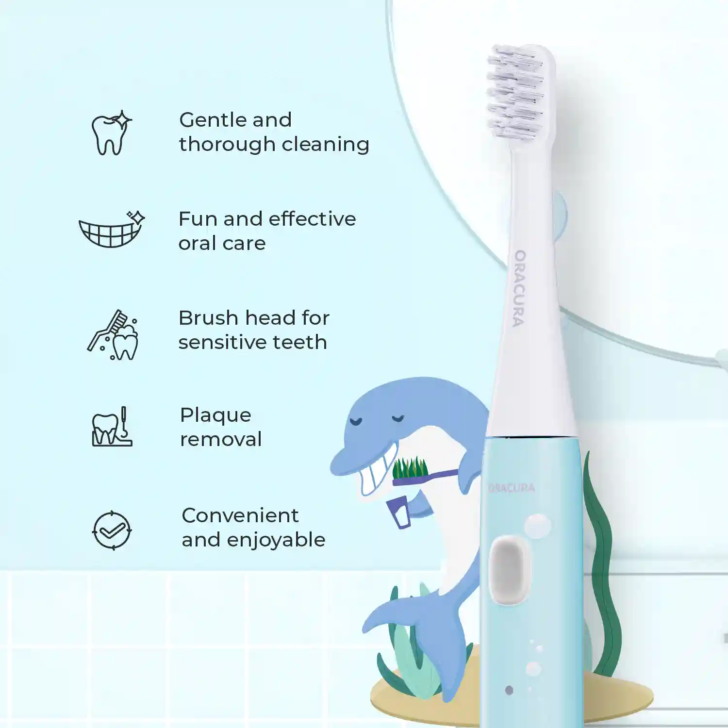 ORACURA KSB 200 Kids Sonic Electric Rechargeable Toothbrush - Blue