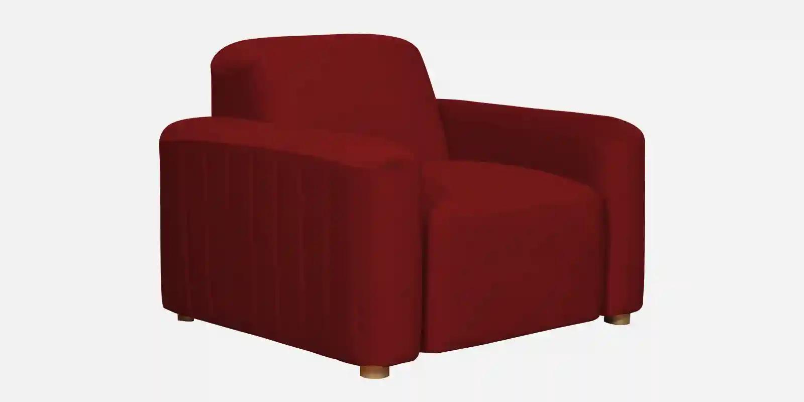 Pine Wood Polyester Fabric Wine Red 1-Seater Sofa