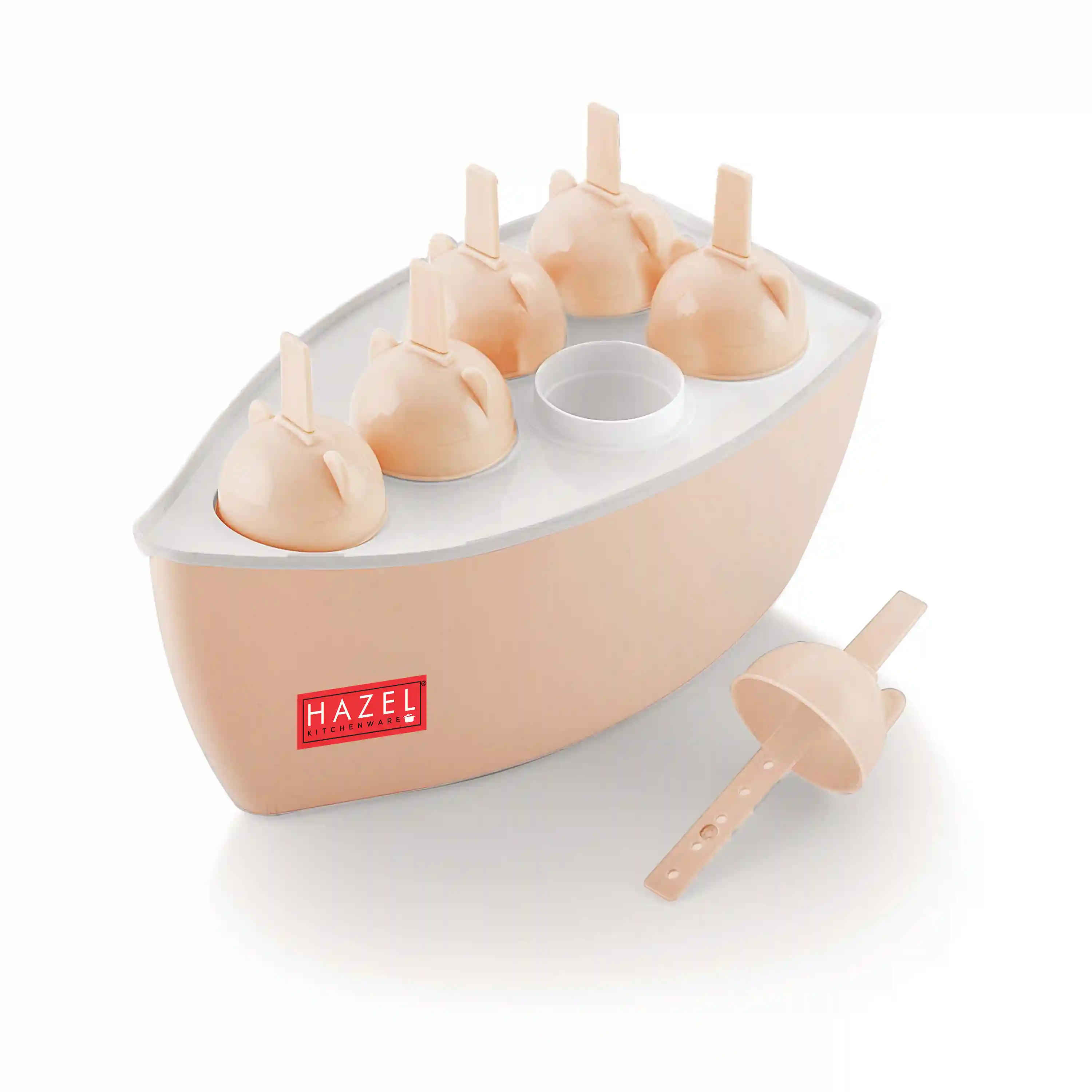Hazel Reusable Plastic Homemade Kulfi Molds | Stackable Kulfi Maker, Popsicle Maker and Ice Cream Maker | Freezer Molds for Kulfi Set of 6, Peach