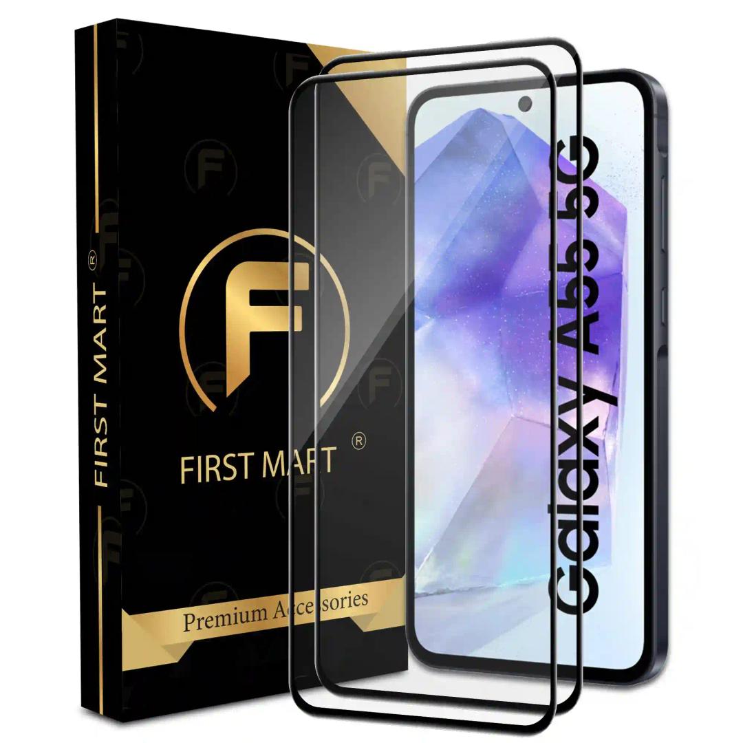 FIRST MART Premium Tempered Glass for Samsung Galaxy A55 5G / Samsung A35 5G with Edge to Edge Coverage and Easy Installation Kit, Pack of 2