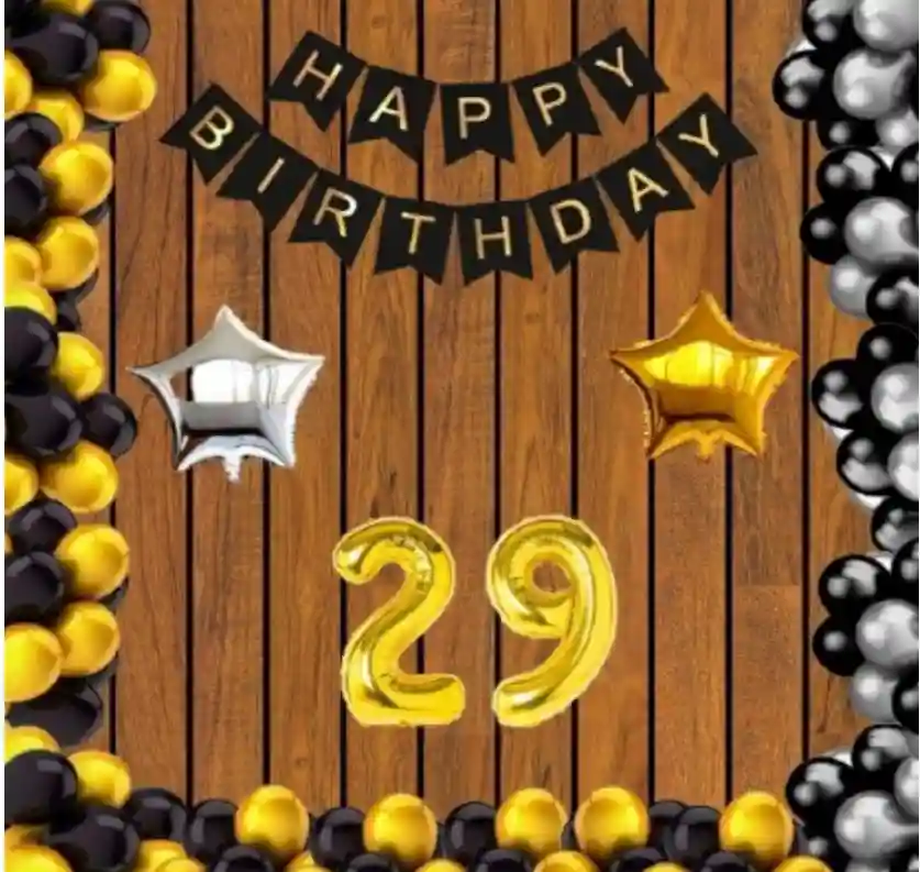 TrendzyKart 29 No Gold Foil Balloons Set With Metallic Balloons Star Foil Balloons (Multicolor)