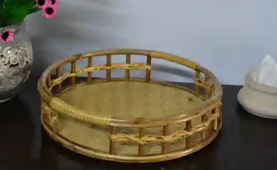 Cane Wood Round Basket