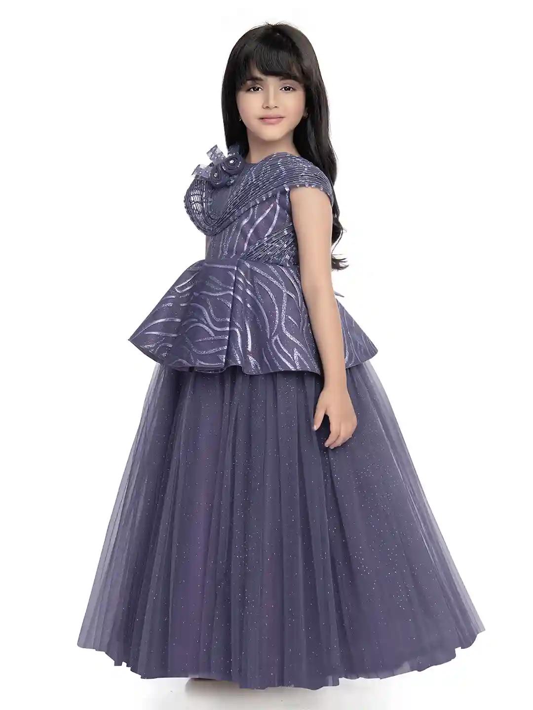 Betty Lilac Colored Net Fabric Stitched Gown - 5-6 Yrs