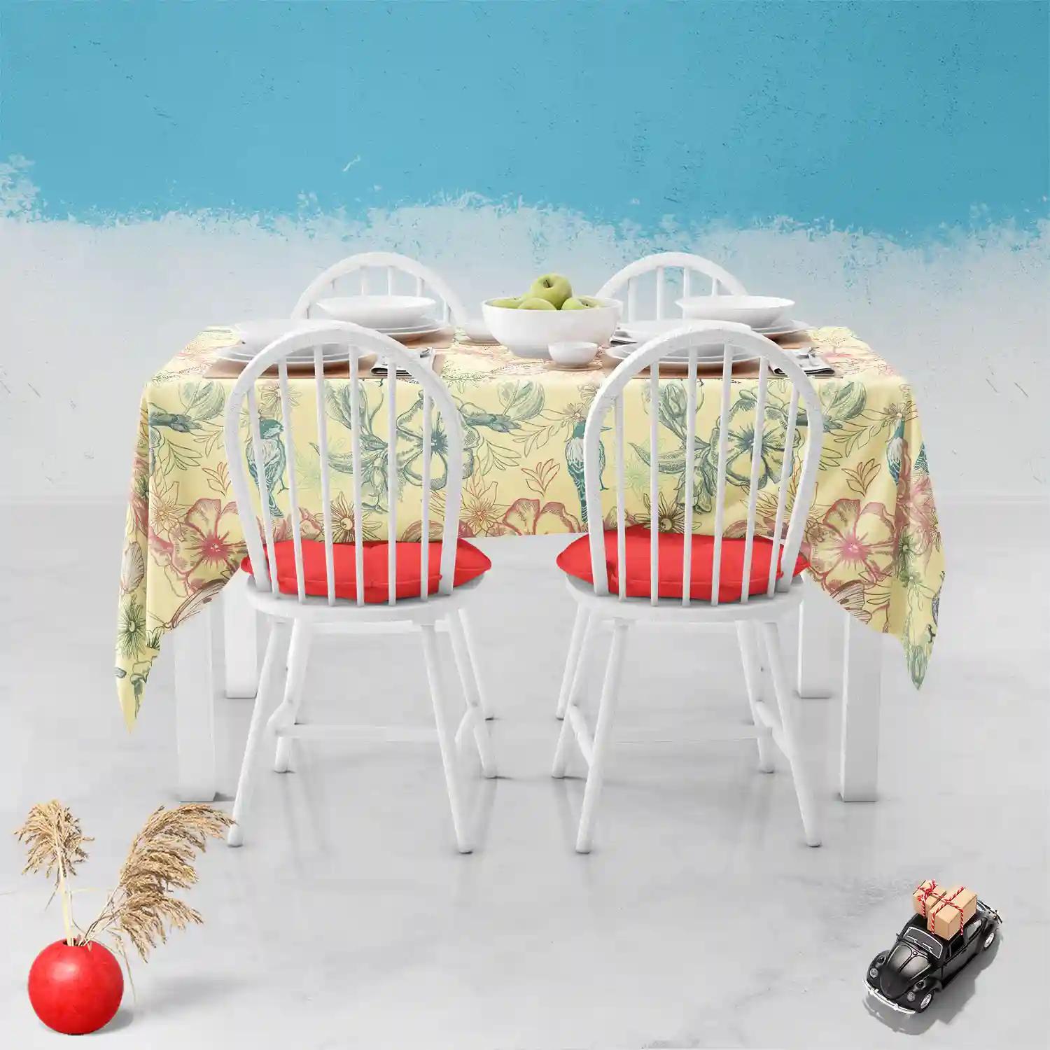 ArtzFolio Spring Flowers D4 | Table Cloth Cover for Dining & Center Table | Velvet Fabric | 8-Seater Table; 54 x 81 inch (137 x 206 cms)