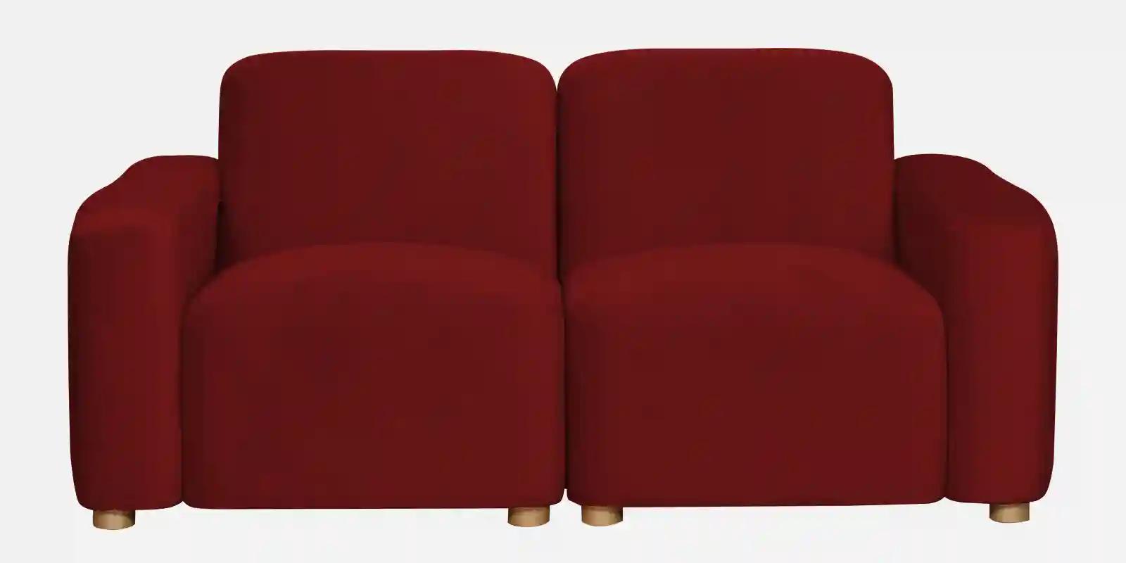 Pine Wood Polyester Fabric Wine Red 2-Seater Sofa