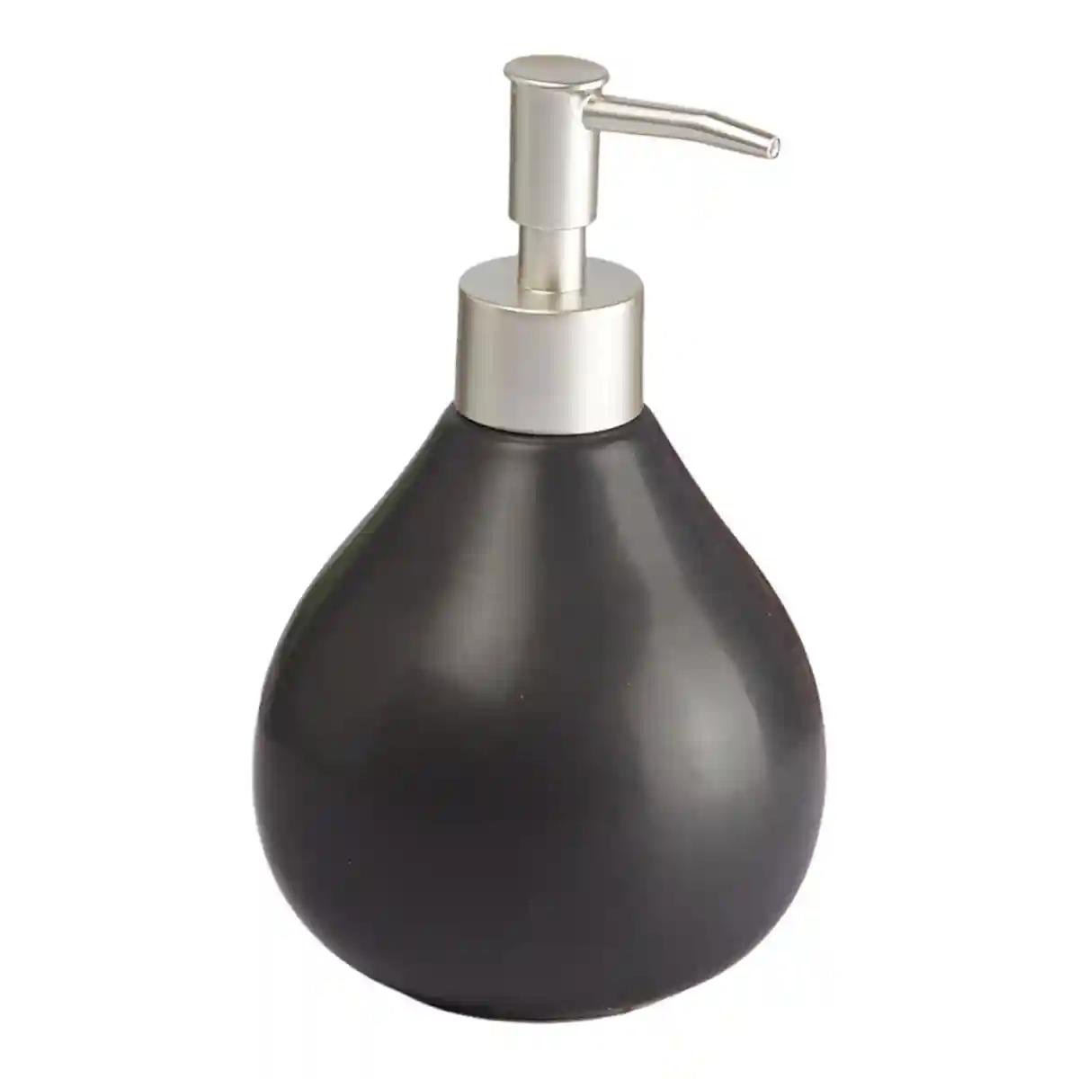 Kookee Ceramic Soap Dispenser for Bathroom handwash, refillable pump bottle for Kitchen hand wash basin, Set of 2 - Black (8013)